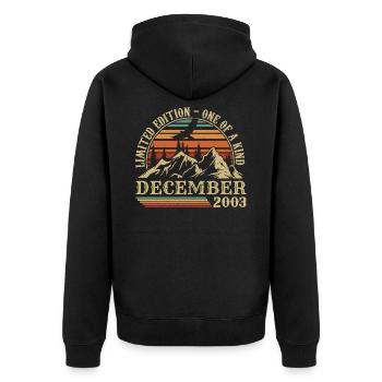 Vintage December 2003, Awesome Since December 2003 - Unisex Premium Organic Zip Hoodie - black - Back - Nico (187cm)