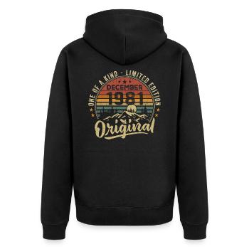 Vintage Retro December 1981 Birthday Gift - Unisex Premium Organic Zip Hoodie - black - Back - Nico (187cm)