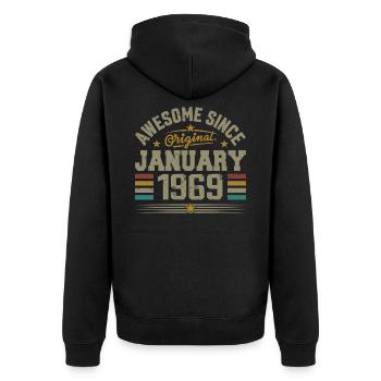Rétro Cadeau D'anniversaire Nées En Janvier 1969 - Veste à capuche bio Premium Unisexe - noir - Dos - Nico (187cm)
