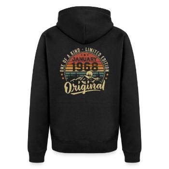 January 1968 | Birthdays born in January 1968 - Unisex Premium Organic Zip Hoodie - black - Back - Nico (187cm)