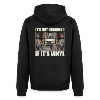 Es ist kein Horten, wenn es Vinyl ist - Unisex Premium Bio Zip Hoodie - Schwarz - Hinten - Nico (187cm)