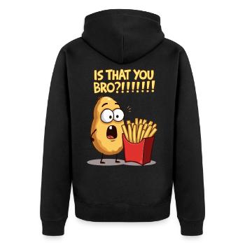 Pomme de terre rencontre frites - Veste à capuche bio Premium Unisexe - noir - Dos - Nico (187cm)