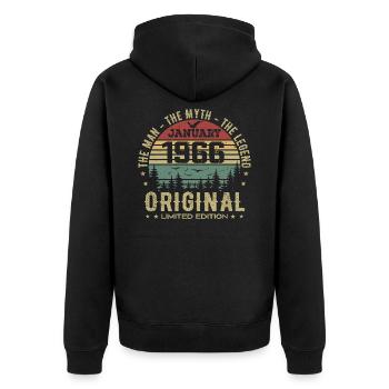 59 Year Old Birthday Gift, Born In January 1966 - Unisex Premium Organic Zip Hoodie - black - Back - Nico (187cm)