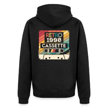 Retro 1975 Vintage 1998 - 1998 Geburtstagsgeschenk - Unisex Premium Bio Zip Hoodie - Schwarz - Hinten - Nico (187cm)
