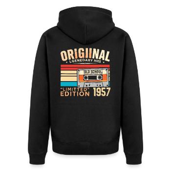Original 1957, legendär seit 1957 Jahrgang 1957 - Unisex Premium Bio Zip Hoodie - Schwarz - Hinten - Nico (187cm)