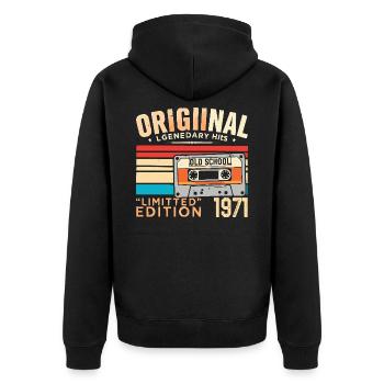 Original 1971, Legendary since 1971 Vintage 1971 - Unisex Premium Organic Zip Hoodie - black - Back - Nico (187cm)