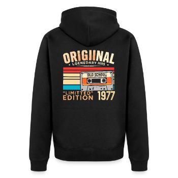 Original 1977, Legendary since 1977 Vintage 1977 - Unisex Premium Organic Zip Hoodie - black - Back - Nico (187cm)