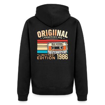 Original 1986, Legendary since 1986 Vintage 1986 - Unisex Premium Organic Zip Hoodie - black - Back - Nico (187cm)
