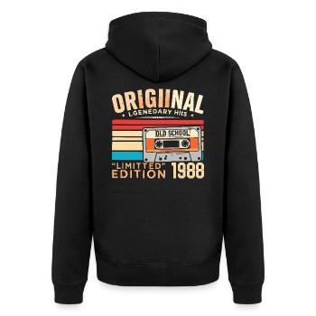 Original 1988, Legendär seit 1988 Jahrgang 1988 - Unisex Premium Bio Zip Hoodie - Schwarz - Hinten - Nico (187cm)