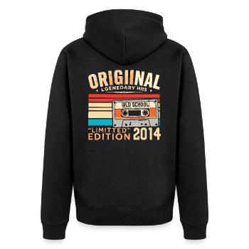 Original 2014, legendär seit 2014 Jahrgang 2014 - Unisex Premium Bio Zip Hoodie - Schwarz - Hinten - Nico (187cm)