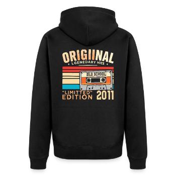 Original 2011, Legendary since 2011 Vintage 2011 - Unisex Premium Organic Zip Hoodie - black - Back - Nico (187cm)