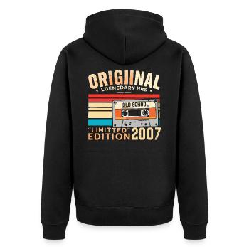 Original 2007, legendär seit 2007 Jahrgang 2007 - Unisex Premium Bio Zip Hoodie - Schwarz - Hinten - Nico (187cm)