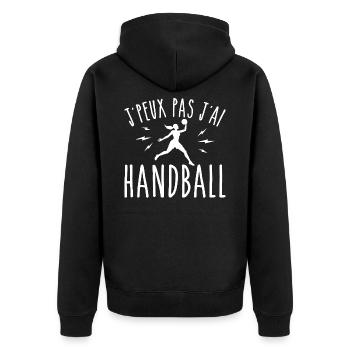 je peux pas j ai handball humour sport - Veste à capuche bio Premium Unisexe - noir - Dos - Nico (187cm)