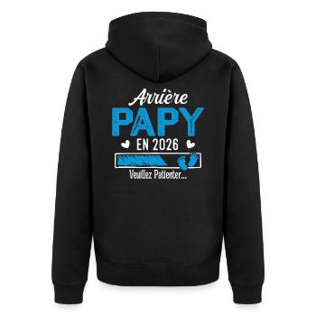 Arrière Papy en 2026 cadeau futur Grand-père - Veste à capuche bio Premium Unisexe - noir - Dos - Nico (187cm)