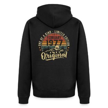 Cadeau Anniversaire Février 1977 Cool Février 1977 - Veste à capuche bio Premium Unisexe - noir - Dos - Nico (187cm)
