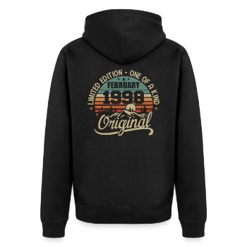 Né En Février 1998 Cadeau Millésime - Février 1998 - Veste à capuche bio Premium Unisexe - noir - Dos - Nico (187cm)
