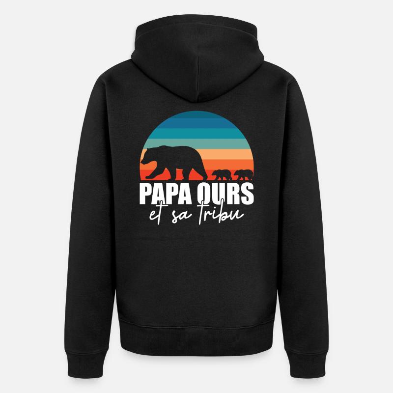 Papa ours - Petits ours - Veste à capuche bio Premium Unisexe - noir