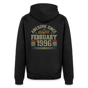 February 1996 29th Anniversary Gift, February 1996 - Unisex Premium Organic Zip Hoodie - black - Back - Nico (187cm)