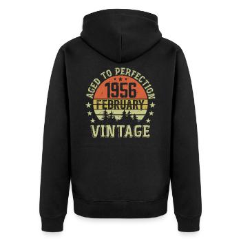 Février 1956 - Cadeau Anniversaire Février 1956 - Veste à capuche bio Premium Unisexe - noir - Dos - Nico (187cm)