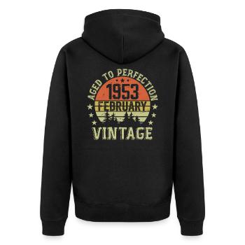 Februar 1953 - Februar 1953 Geburtstagsgeschenk - Unisex Premium Bio Zip Hoodie - Schwarz - Hinten - Nico (187cm)