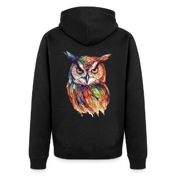 hibou aigle hibou hibou oiseau de nuit oiseau animal nuit lune nature - Veste à capuche bio Premium Unisexe - noir - Dos - Nico (187cm)