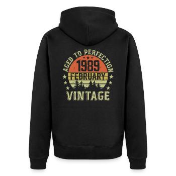 February 1989 - February 1989 Birthday Gift - Unisex Premium Organic Zip Hoodie - black - Back - Nico (187cm)