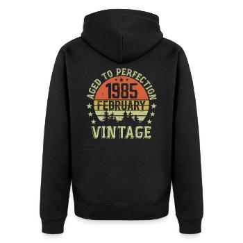 Février 1985 - Cadeau Anniversaire Février 1985 - Veste à capuche bio Premium Unisexe - noir - Dos - Nico (187cm)
