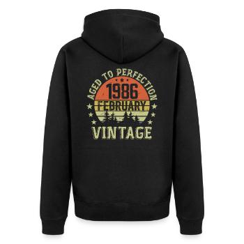 Février 1986 - Cadeau Anniversaire Février 1986 - Veste à capuche bio Premium Unisexe - noir - Dos - Nico (187cm)