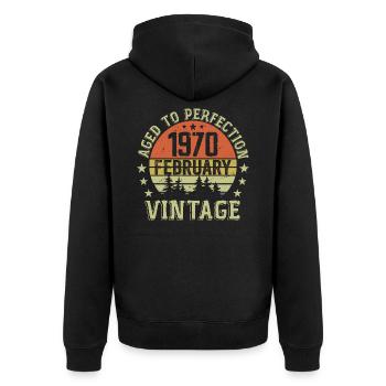 Février 1970 - Cadeau Anniversaire Février 1970 - Veste à capuche bio Premium Unisexe - noir - Dos - Nico (187cm)