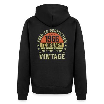 Février 1966 - Cadeau Anniversaire Février 1966 - Veste à capuche bio Premium Unisexe - noir - Dos - Nico (187cm)