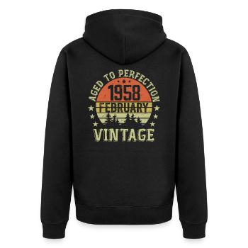 Février 1958 - Cadeau Anniversaire Février 1958 - Veste à capuche bio Premium Unisexe - noir - Dos - Nico (187cm)