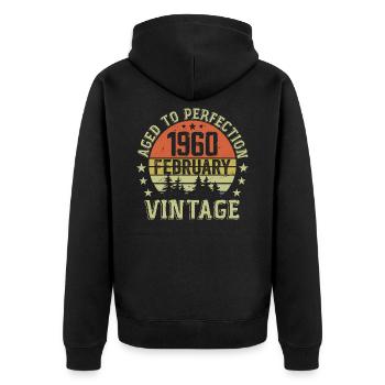 Février 1960 - Cadeau Anniversaire Février 1960 - Veste à capuche bio Premium Unisexe - noir - Dos - Nico (187cm)