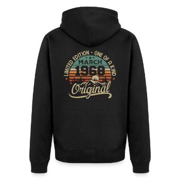 Original March 1968 Birthday Gift March 1968 - Unisex Premium Organic Zip Hoodie - black - Back - Nico (187cm)