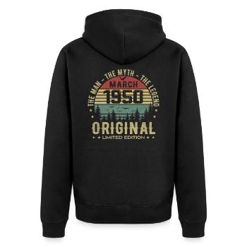 Gift for the 75th Anniversary Original March 1950 - Unisex Premium Organic Zip Hoodie - black - Back - Nico (187cm)