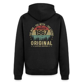 Gift for the 58th Anniversary Original March 1967 - Unisex Premium Organic Zip Hoodie - black - Back - Nico (187cm)