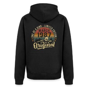 Birthday Ideas March 1987 Original March 1987 - Unisex Premium Organic Zip Hoodie - black - Back - Nico (187cm)