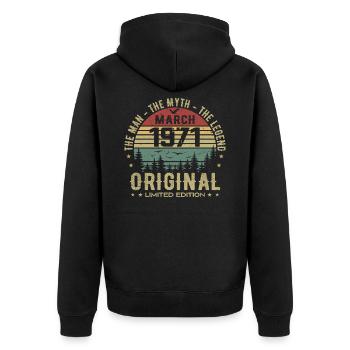 Gift for the 54th Anniversary Original March 1971 - Unisex Premium Organic Zip Hoodie - black - Back - Nico (187cm)