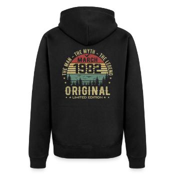 Gift for the 43rd Anniversary Original March 1982 - Unisex Premium Organic Zip Hoodie - black - Back - Nico (187cm)