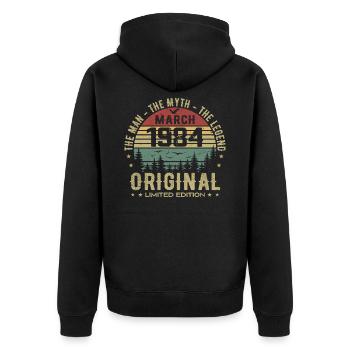 Gift for the 41st Anniversary Original March 1984 - Unisex Premium Organic Zip Hoodie - black - Back - Nico (187cm)