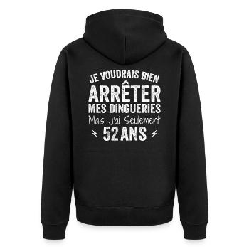52nd Birthday Gift Funny 52 Years - Unisex Premium Organic Zip Hoodie - black - Back - Nico (187cm)