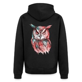hibou aigle hibou hibou oiseau de nuit oiseau animal nuit lune nature - Veste à capuche bio Premium Unisexe - noir - Dos - Nico (187cm)