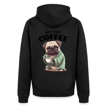 Café Carlin Chien Mais Premier Café Dire Drôle - Veste à capuche bio Premium Unisexe - noir - Dos - Nico (187cm)
