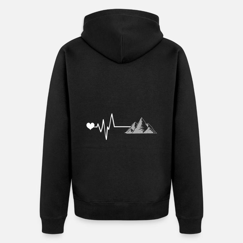 Heartbeat Mountains Mountains Love - Veste à capuche bio Premium Unisexe - noir