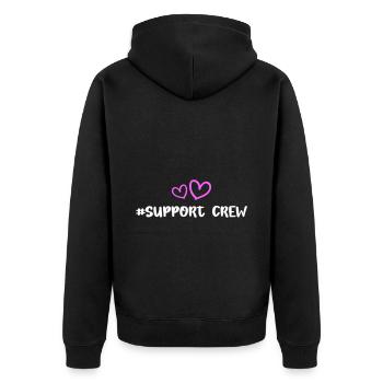 Support Crew Herz Liebe - Unisex Premium Bio Zip Hoodie - Schwarz - Hinten - Nico (187cm)