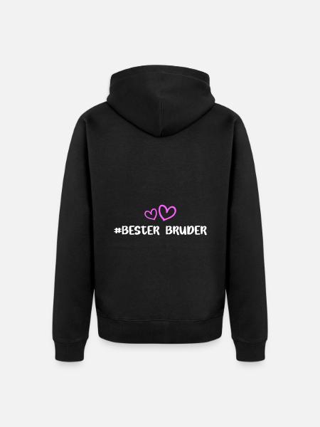 Bester Bruder Herz Liebe - Unisex Premium Bio Zip Hoodie - Schwarz