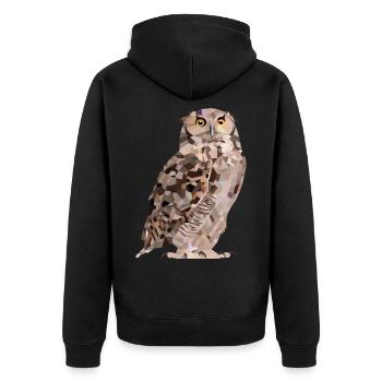 Eule im Polygon Design - Unisex Premium Bio Zip Hoodie - Schwarz - Hinten - Nico (187cm)