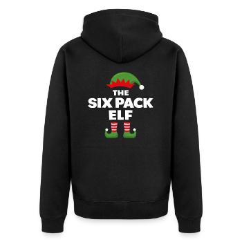 The Six Pack Elf - Unisex Premium Organic Zip Hoodie - black - Back - Nico (187cm)