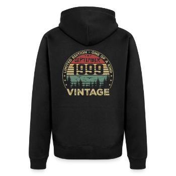 September 1999 Vintage Birthday Gift 1999 - Unisex Premium Organic Zip Hoodie - black - Back - Nico (187cm)