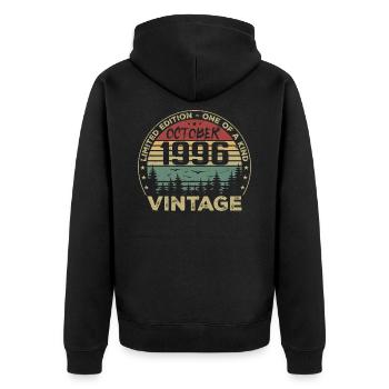 Vintage Anniversary Made in October 1996 - Unisex Premium Organic Zip Hoodie - black - Back - Nico (187cm)