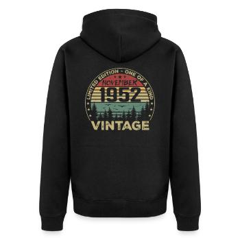 Novembre 1952 Cadeau Vintage - Né en Novembre 1952 - Veste à capuche bio Premium Unisexe - noir - Dos - Nico (187cm)